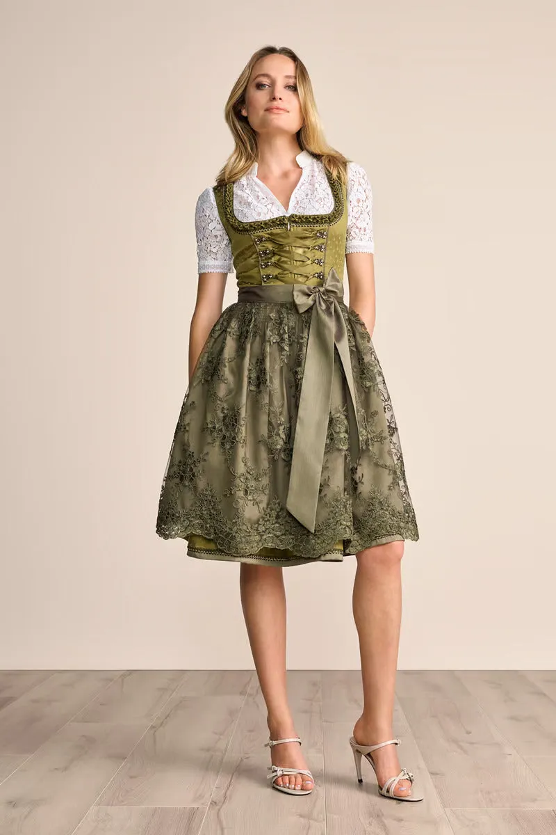 Kruger Midi Dirndl 2pcs. 60cm "Mirna" green  (low stock)