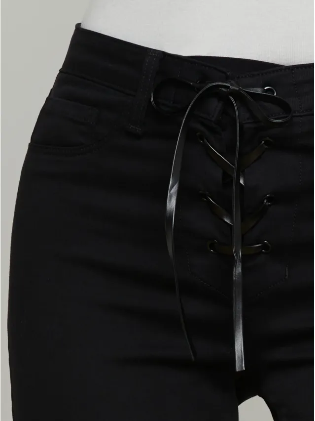 L'Agence Charis Lace-Up Jeans in Noir