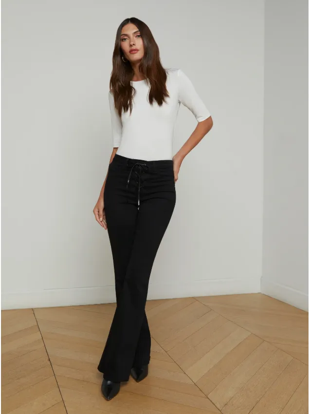 L'Agence Charis Lace-Up Jeans in Noir