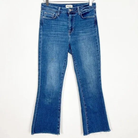 L'Agence Jeans Cropped Flared Leg Medium Wash. Women's Size 27