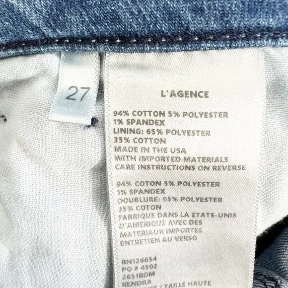 L'Agence Jeans Cropped Flared Leg Medium Wash. Women's Size 27