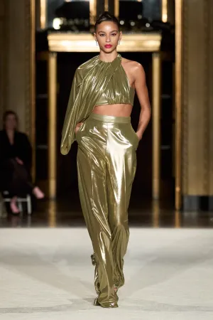 Lamé Wide Leg Trouser