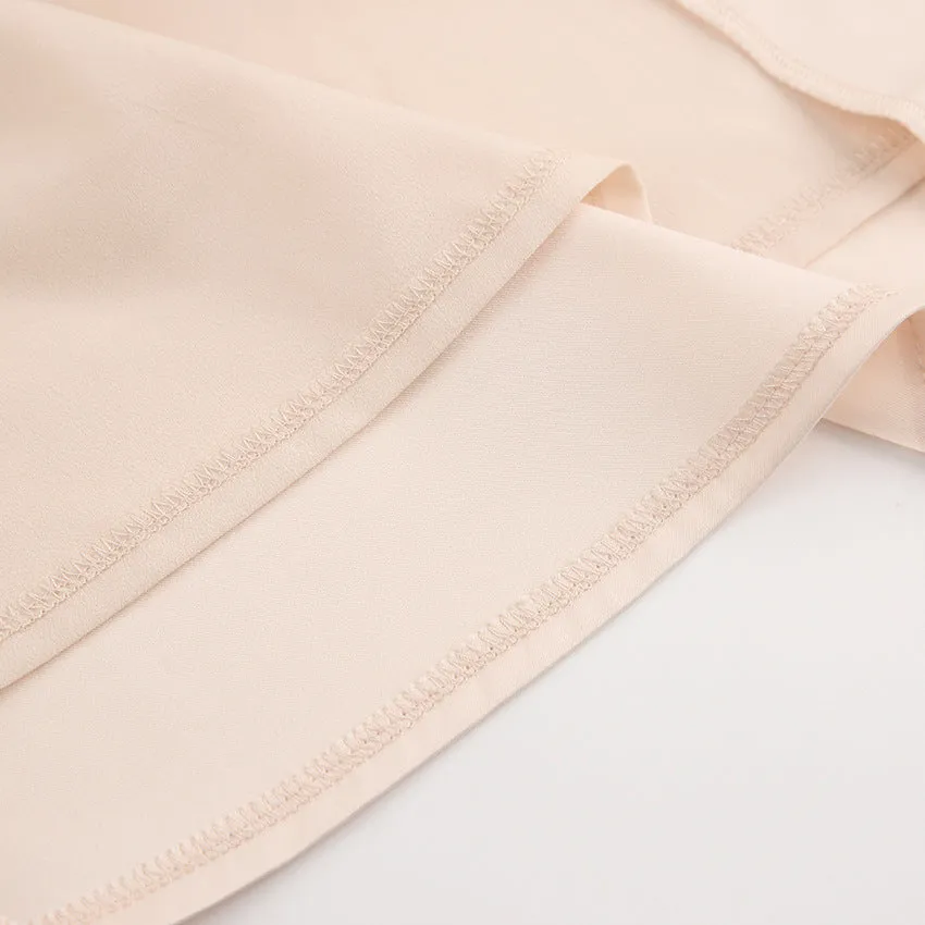 Lantern Bubble Sleeve Satin Midi Dresses Brown