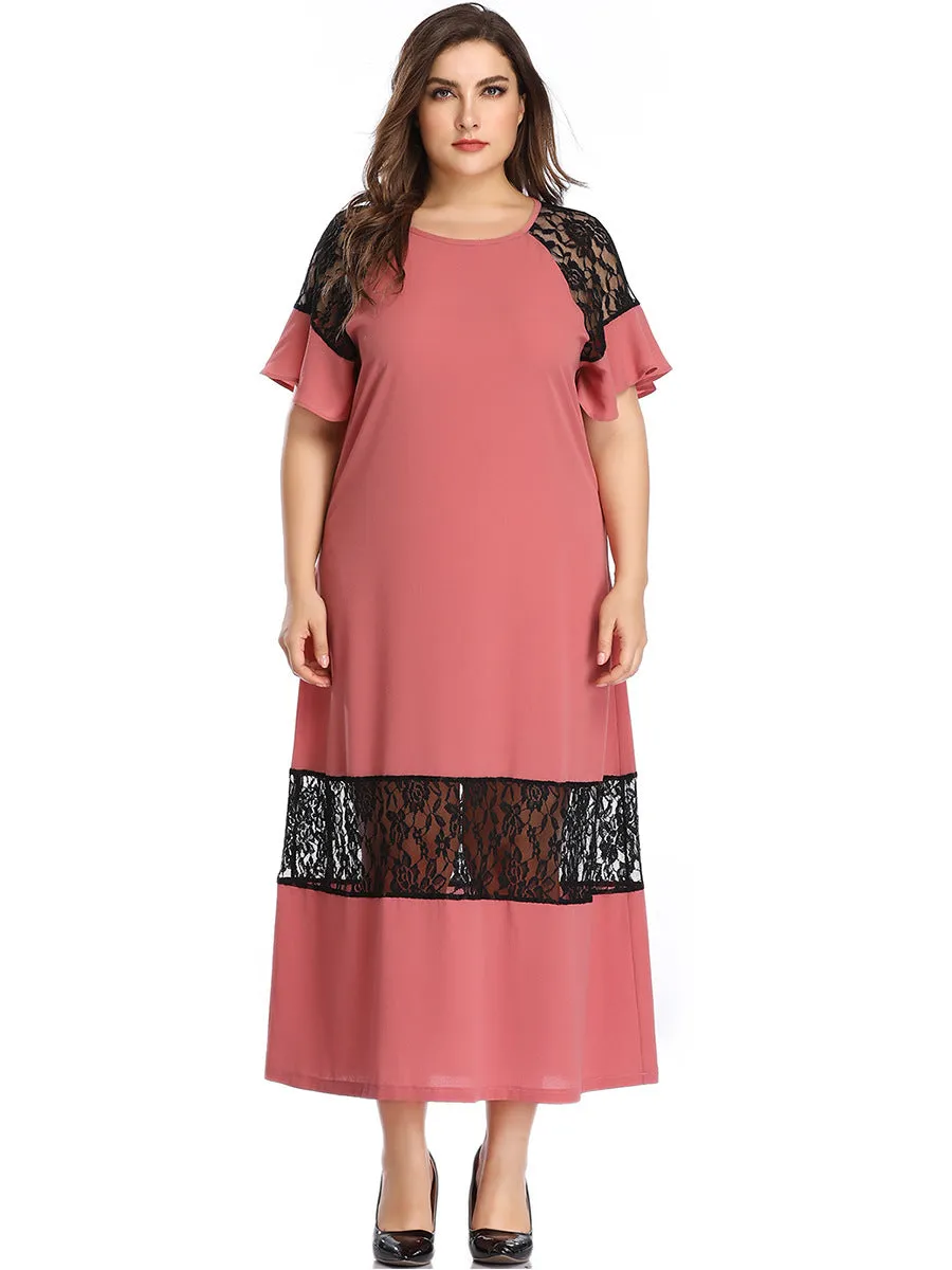 Large Size Women's Color Mosaic Dress