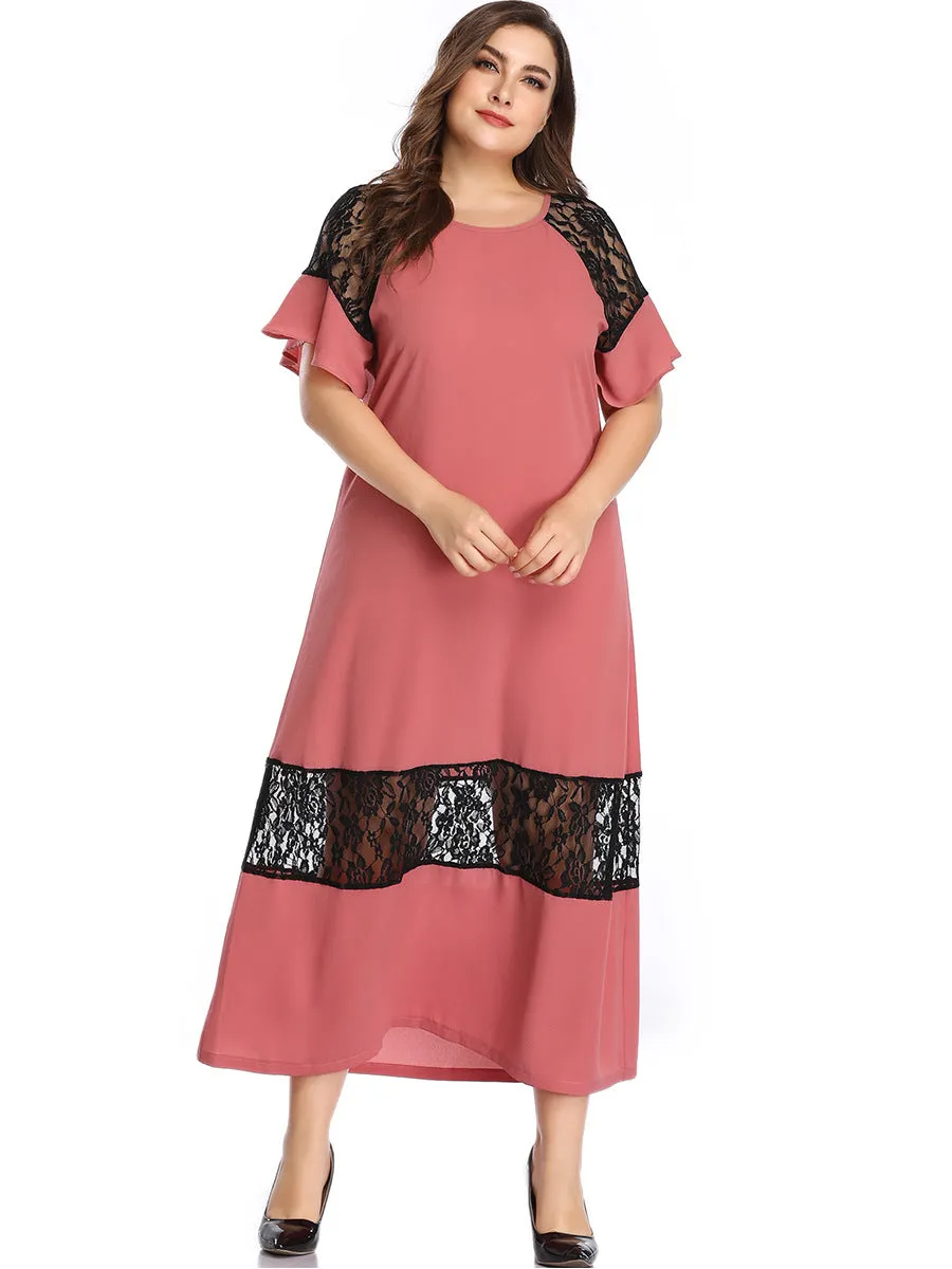 Large Size Women's Color Mosaic Dress