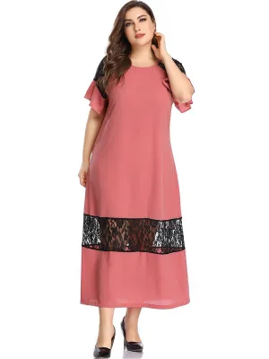 Large Size Women's Color Mosaic Dress