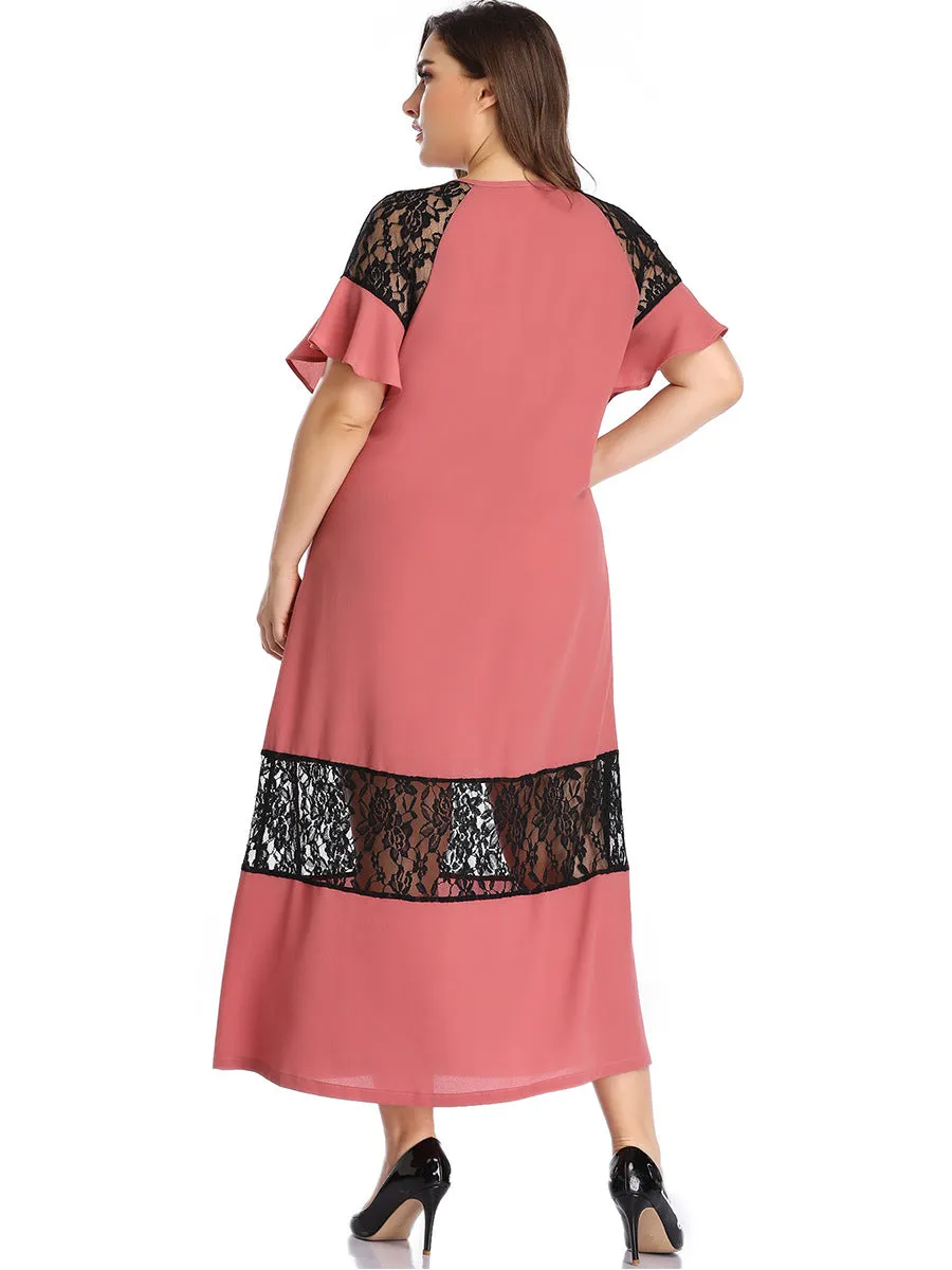 Large Size Women's Color Mosaic Dress