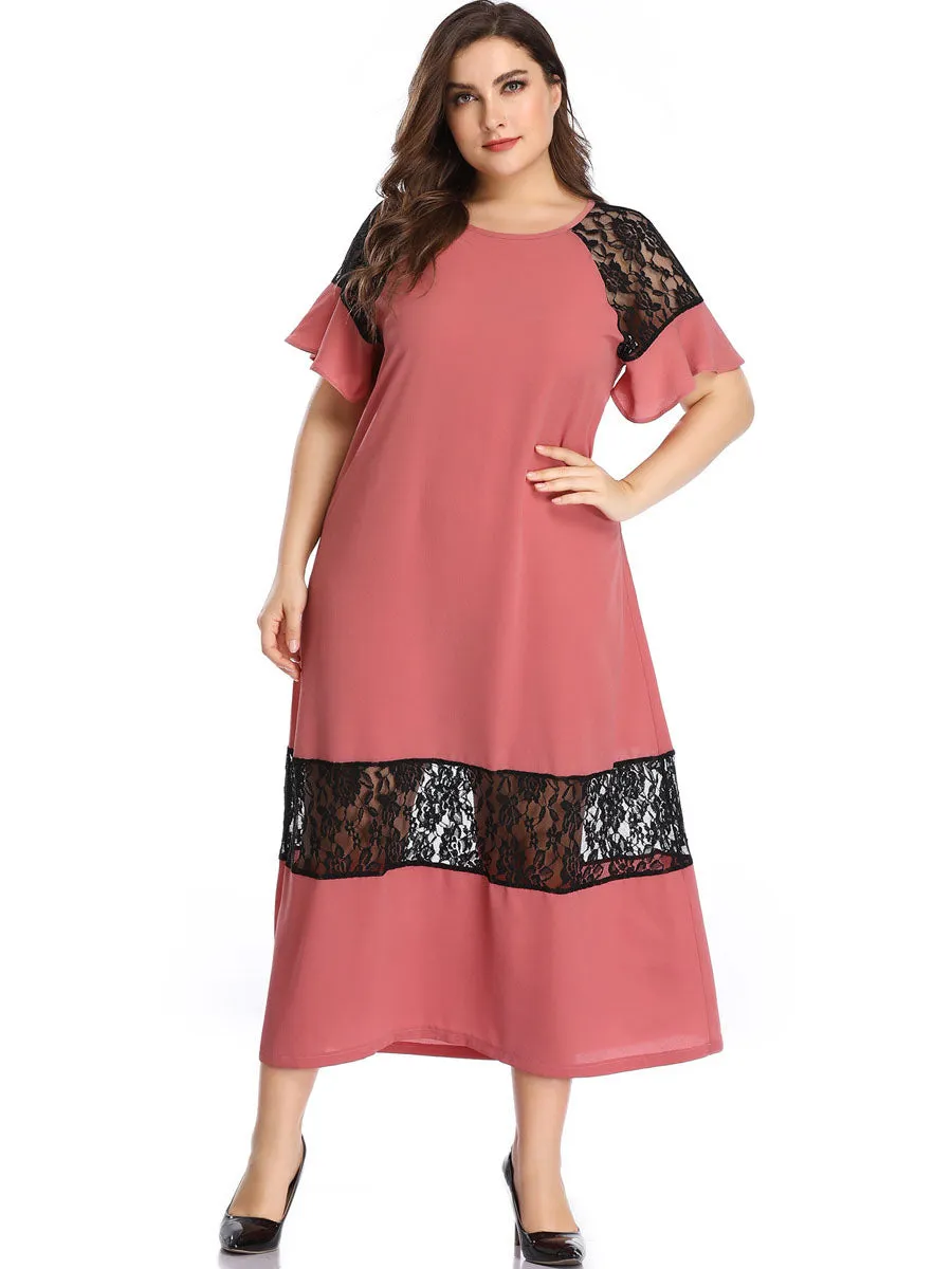Large Size Women's Color Mosaic Dress