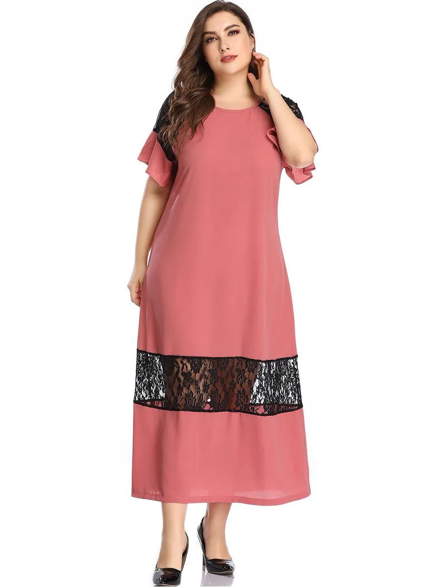 Large Size Women's Color Mosaic Dress