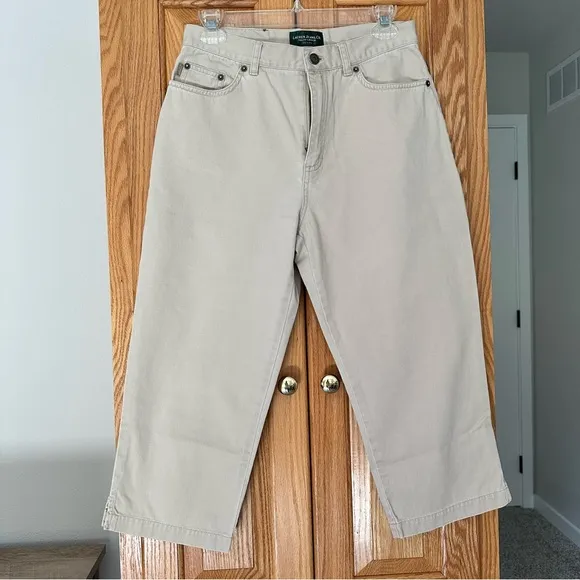 Lauren Jeans Co Ralph Lauren khaki capri pants trousers high rise 8P 100% cotton