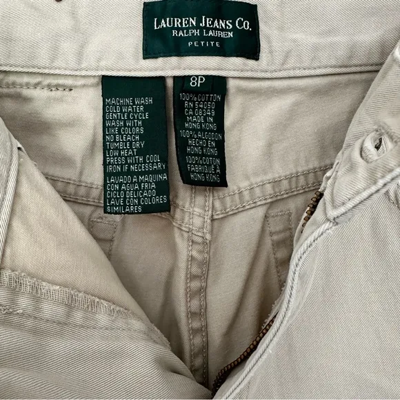 Lauren Jeans Co Ralph Lauren khaki capri pants trousers high rise 8P 100% cotton