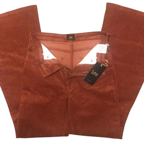 Lee X Free People High Rise Corduroy Cords Flare‎ Jeans Sweet Maple 29 NWT