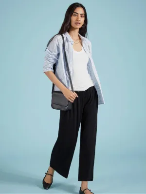 LENZING™ ECOVERO™ Jersey Cropped Palazzo Trousers | Caviar Black