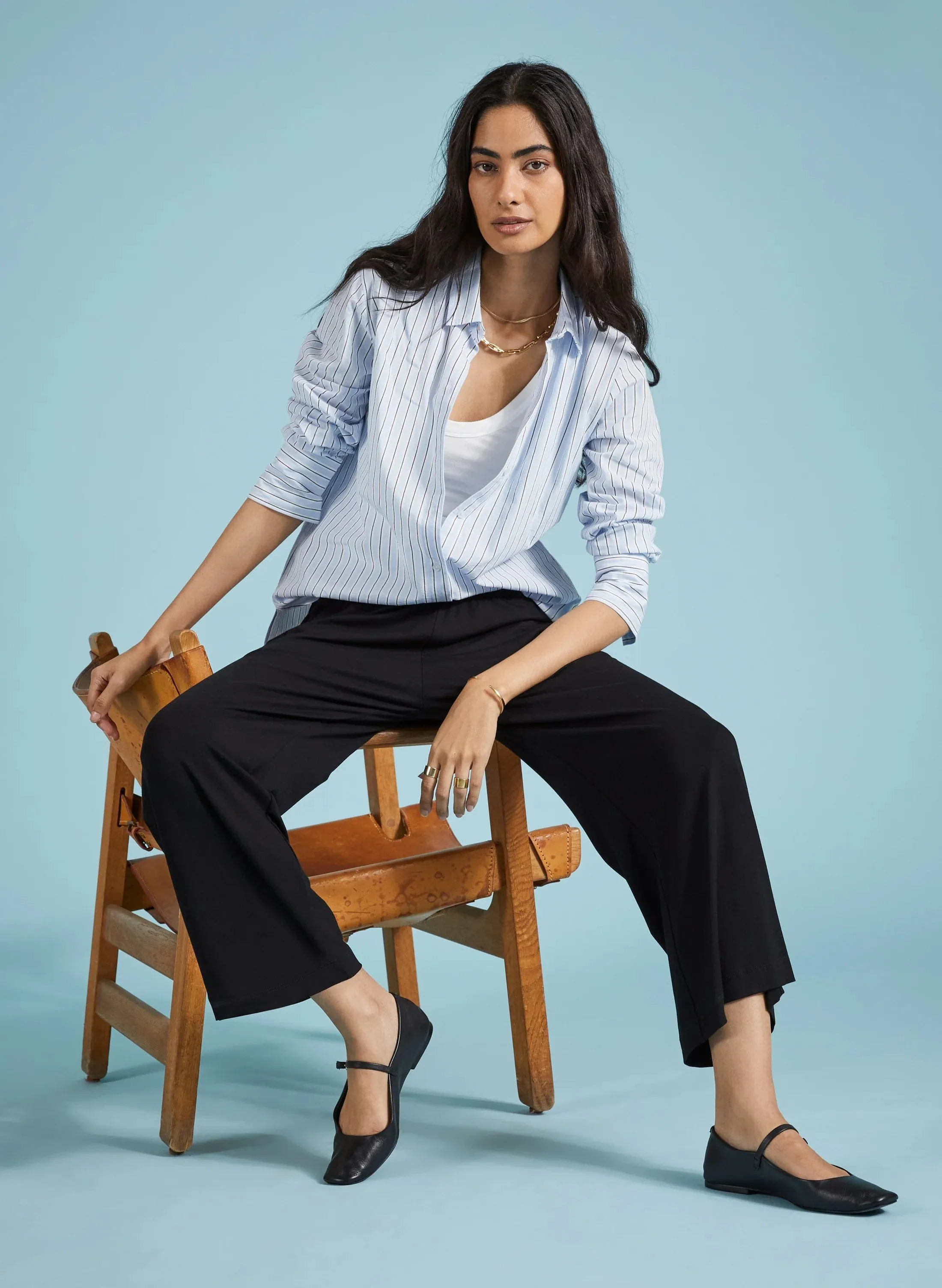 LENZING™ ECOVERO™ Jersey Cropped Palazzo Trousers | Caviar Black