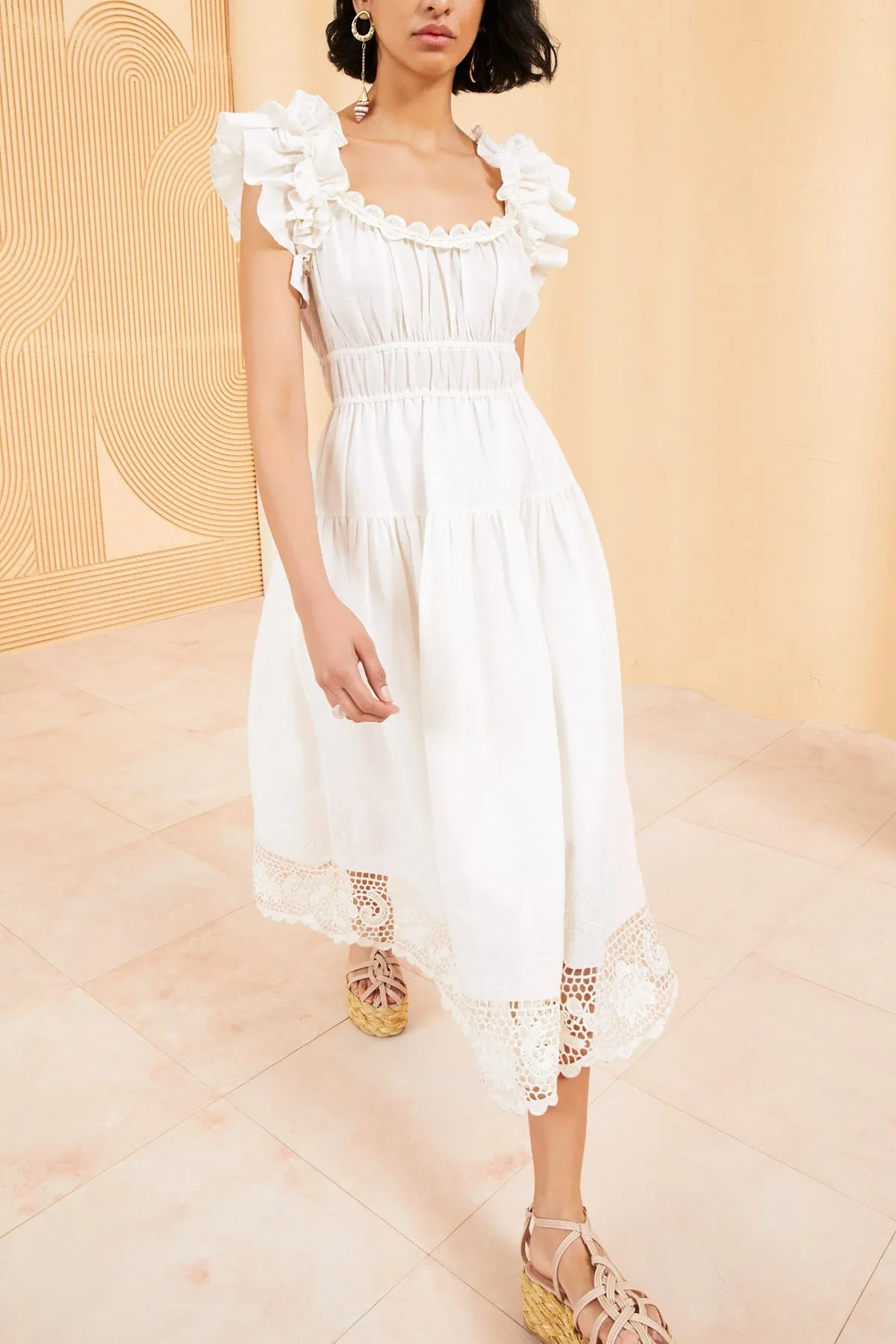 Leona Midi Dress in Ivory