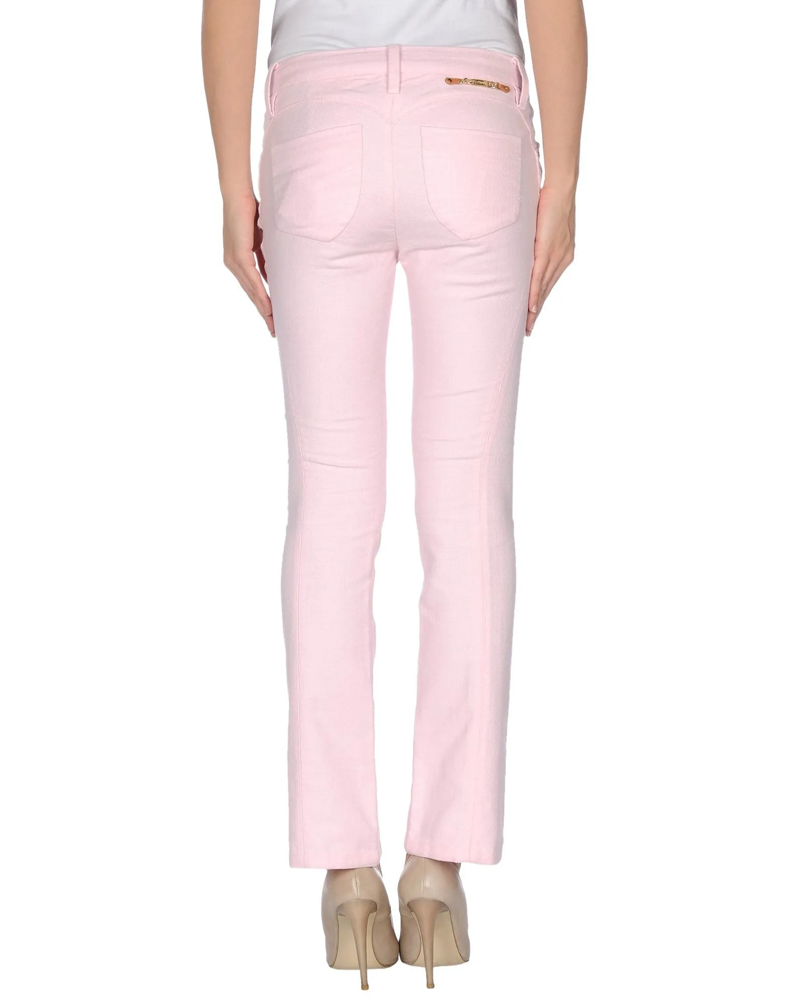 LEROCK Women's Light Pink Skinny Fit Flared Cropped Pants NEW