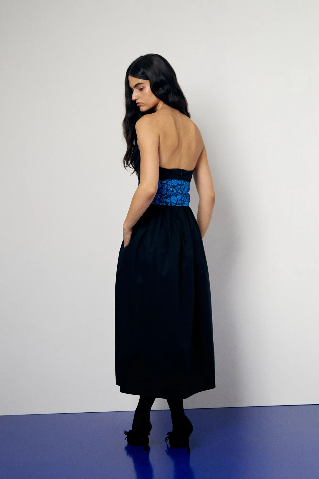 Lidia Dress in Black / Camelia