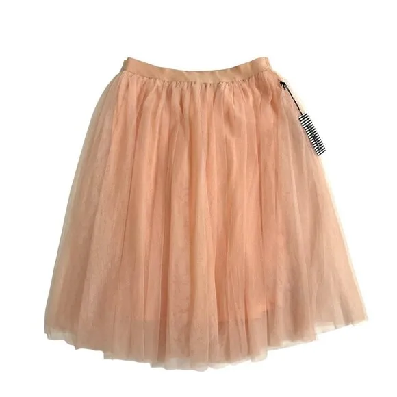 Light Pink Tulle Skirt Mid Length SZ XL Haute Monde Elastic Waist NWT