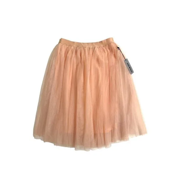 Light Pink Tulle Skirt Mid Length SZ XL Haute Monde Elastic Waist NWT
