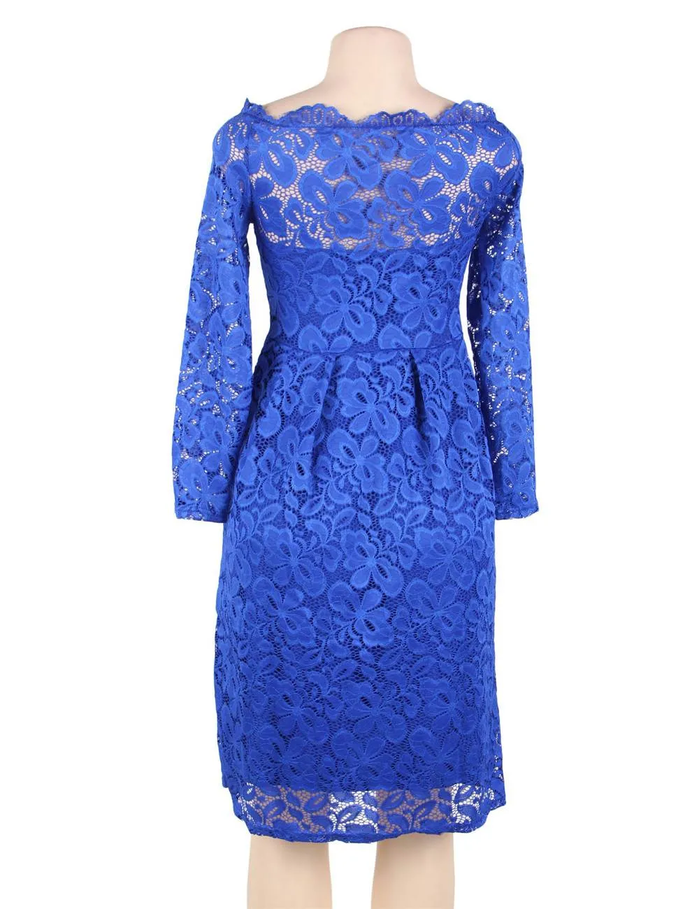 Long Sleeve Fashion Red Lace Midi Dress Egypt
