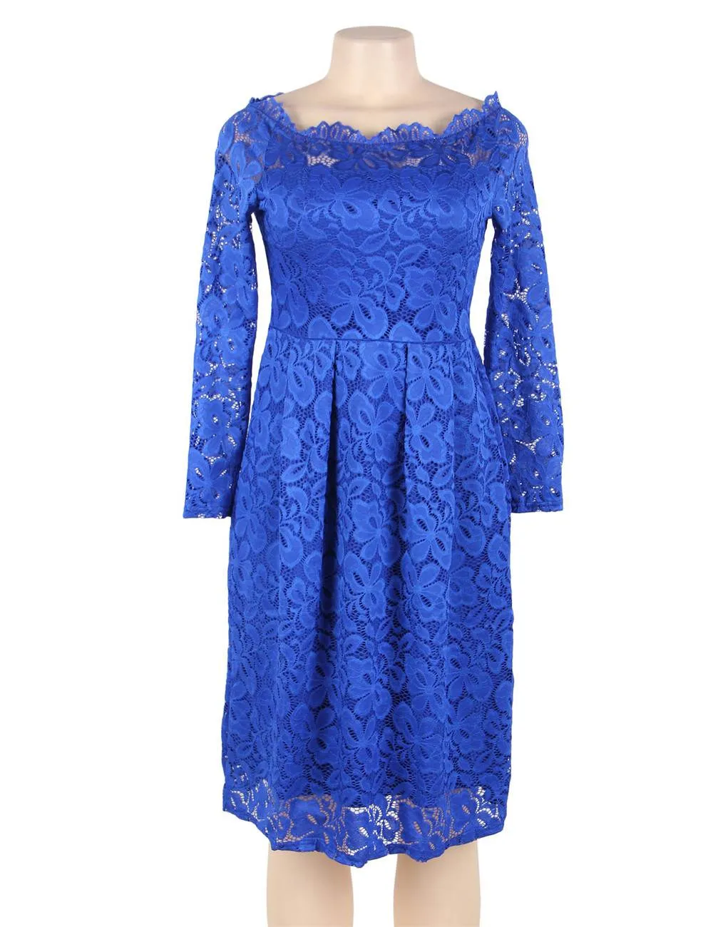 Long Sleeve Fashion Red Lace Midi Dress Egypt