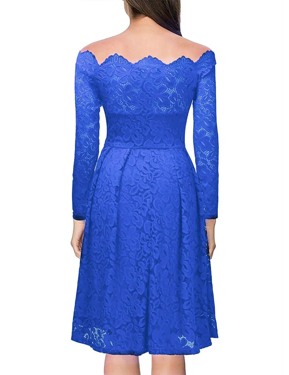 Long Sleeve Fashion Red Lace Midi Dress Egypt