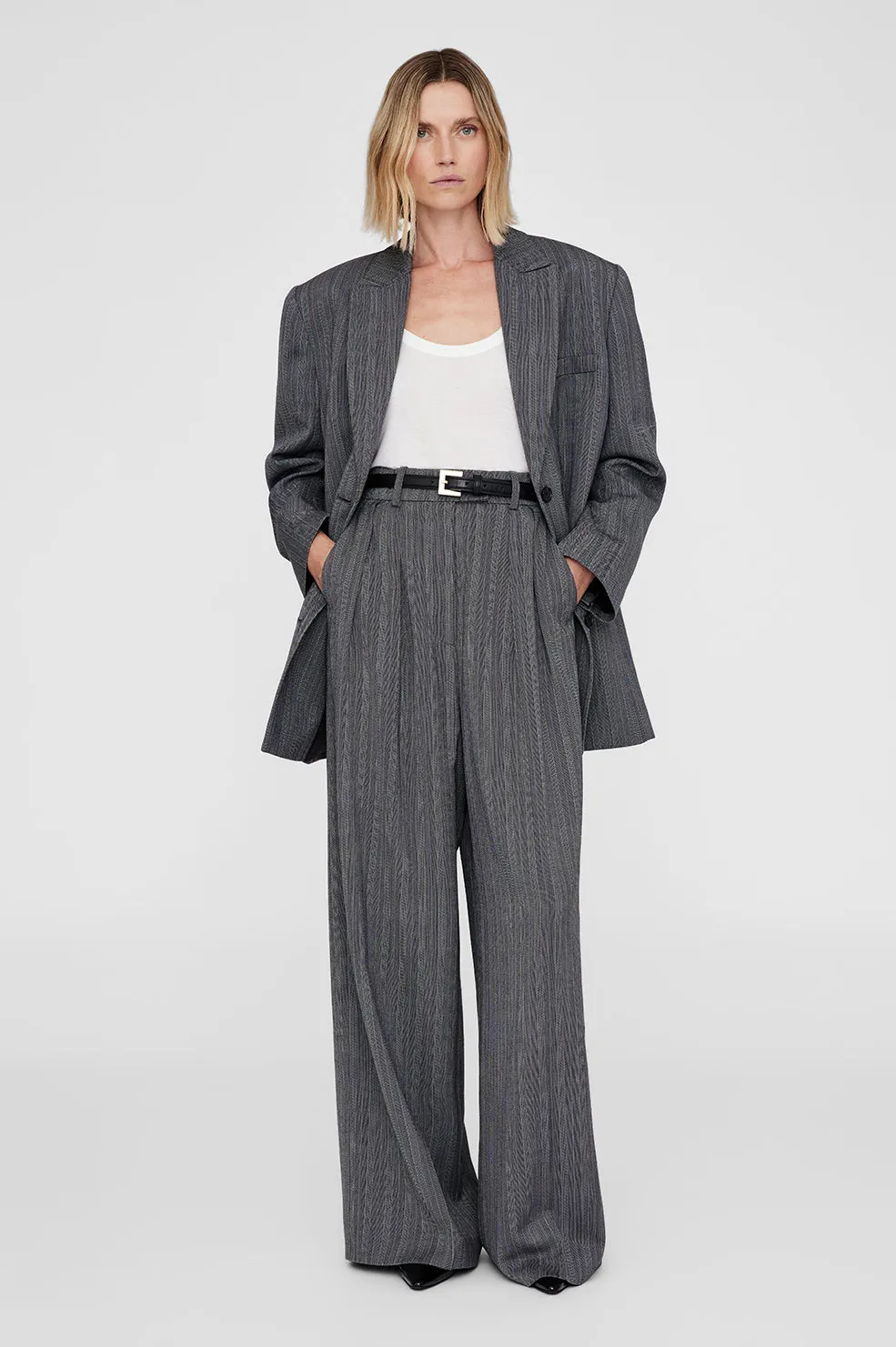 Lou Trouser - Black And Grey Stripe