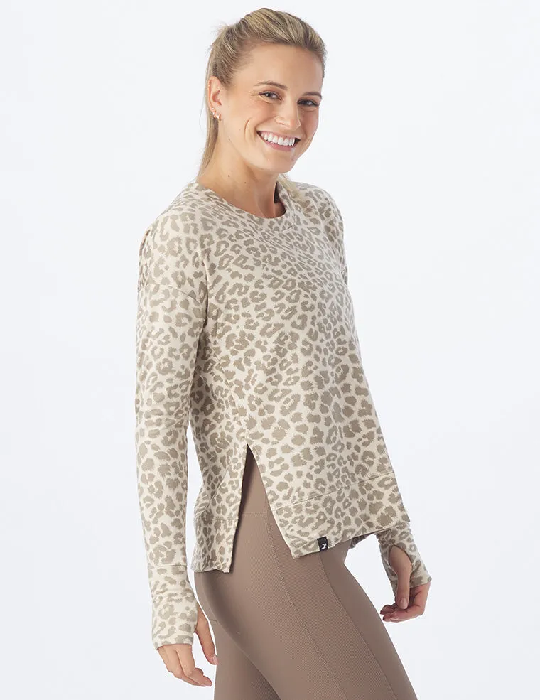 Lounge Long Sleeve: Oatmilk Leopard