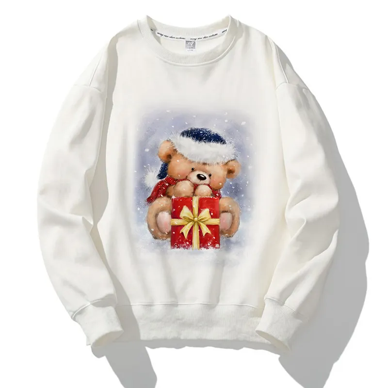 Lovely Christmas O-Neck White Sweater U
