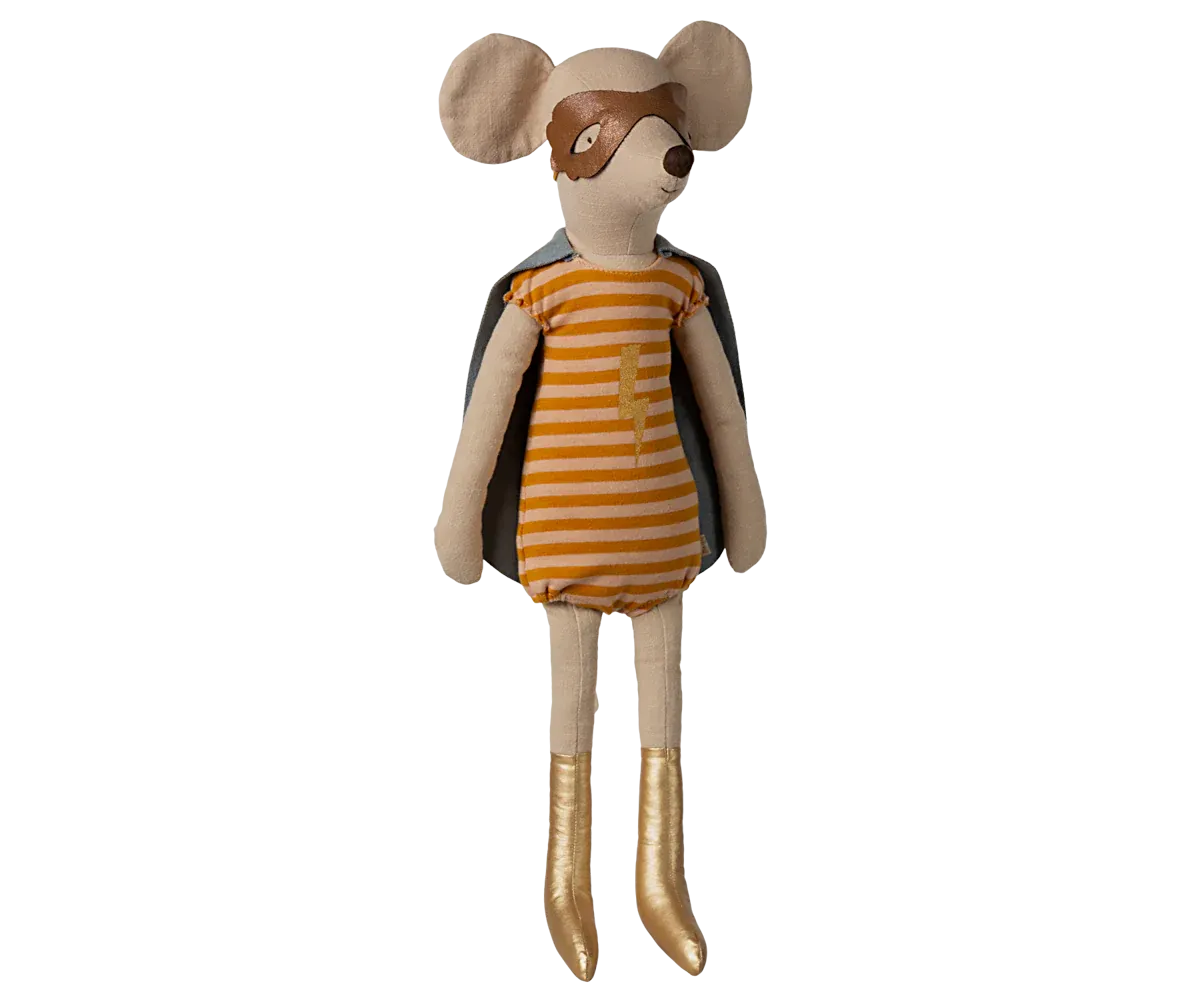 maileg maxi mouse, super hero girl