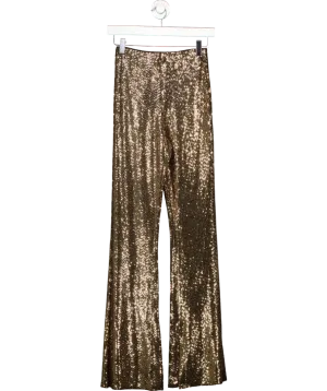 Maje Metallic Pigold Sequin Stretch Woven Flare Trousers UK 8