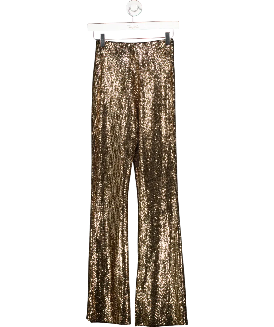 Maje Metallic Pigold Sequin Stretch Woven Flare Trousers UK 8