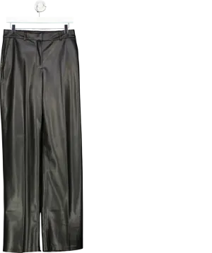 MANGO Black Wide Leg Leather Effect Trousers UK 10