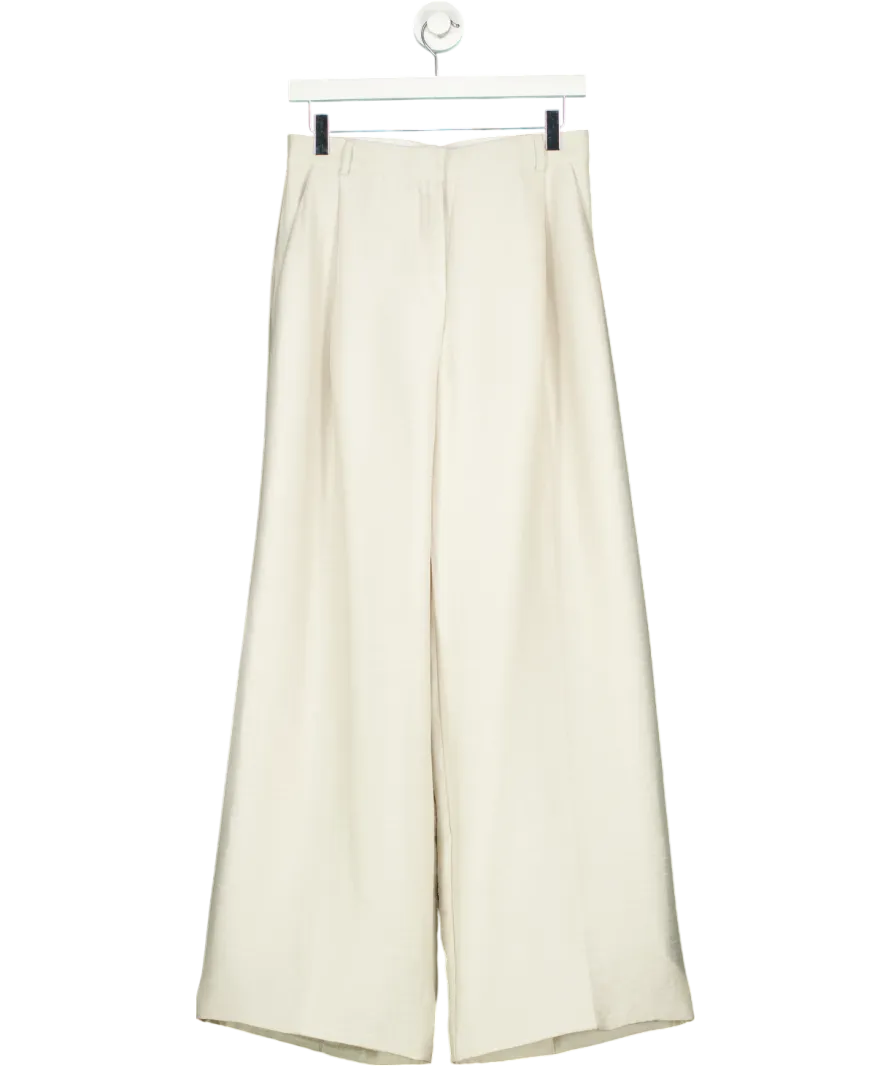 Marcela Beige Azul Silky Wide Leg Pants In Oyster UK S