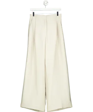 Marcela Beige Azul Silky Wide Leg Pants In Oyster UK S