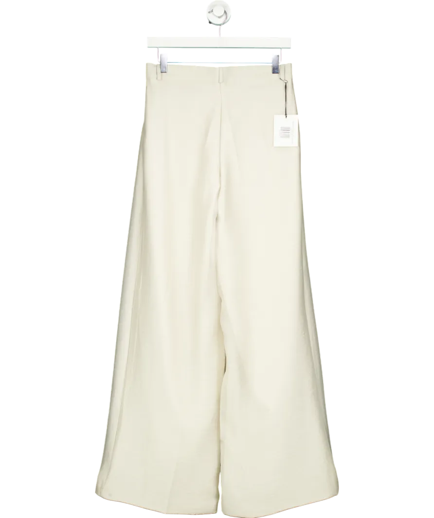 Marcela Beige Azul Silky Wide Leg Pants In Oyster UK S