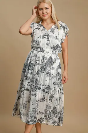 Marla Black & White Toile Midi