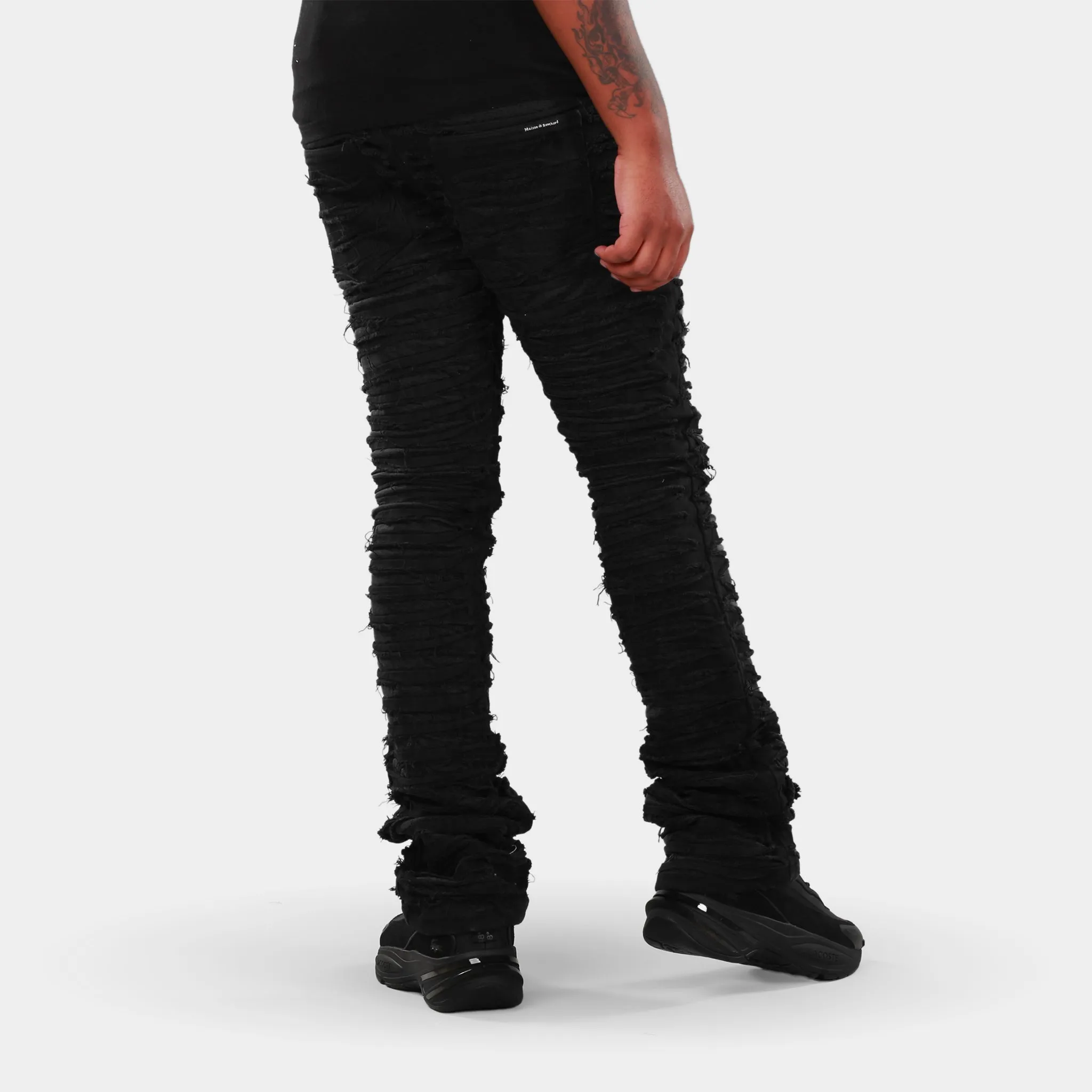MDB Brand Men's Distressed Dual Color Stacked Jeans