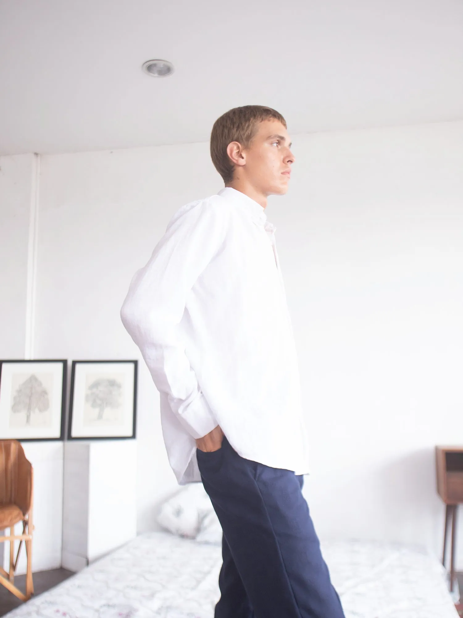 Men's high waisted wide leg trouser