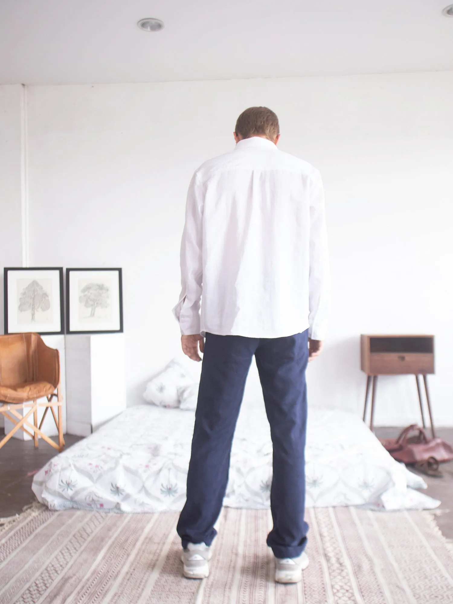 Men's high waisted wide leg trouser