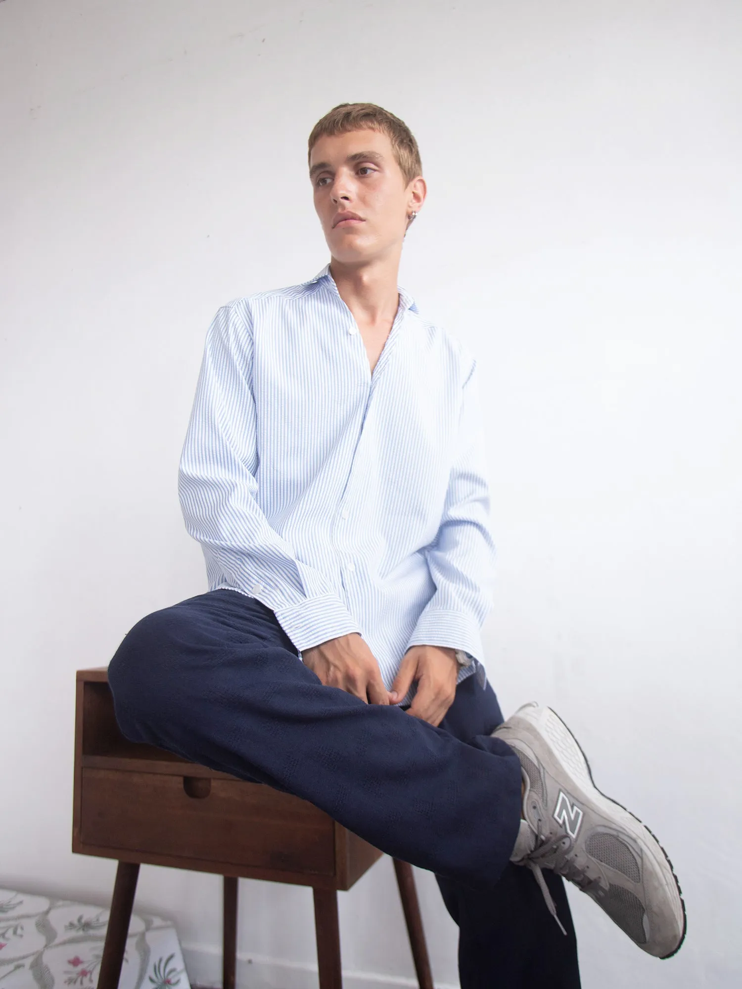Men's high waisted wide leg trouser