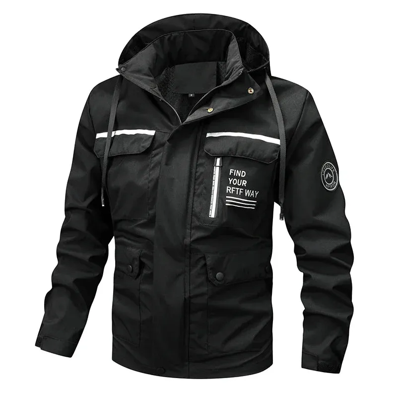 Men's stormcoat 2024 Spring and Autumn Solid Colour Mountain System Outdoor Mountaineering Work Coat Men's Waterproof Jacket