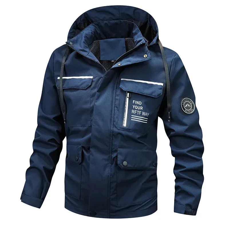Men's stormcoat 2024 Spring and Autumn Solid Colour Mountain System Outdoor Mountaineering Work Coat Men's Waterproof Jacket