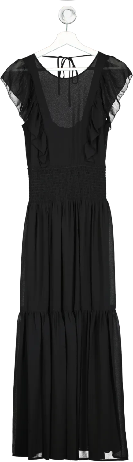 Michael Kors Black Georgette ruffle Maxi Dress UK XS
