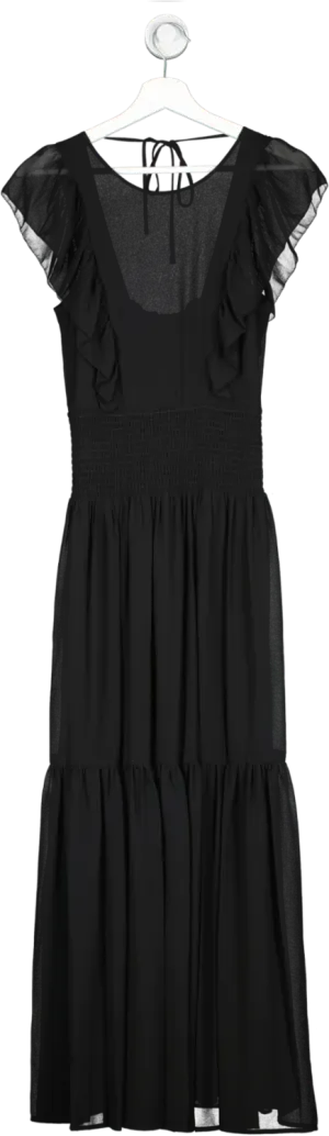 Michael Kors Black Georgette ruffle Maxi Dress UK XS