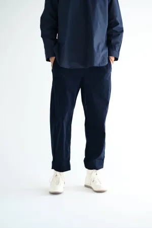 Micro Cord Trousers in Navy