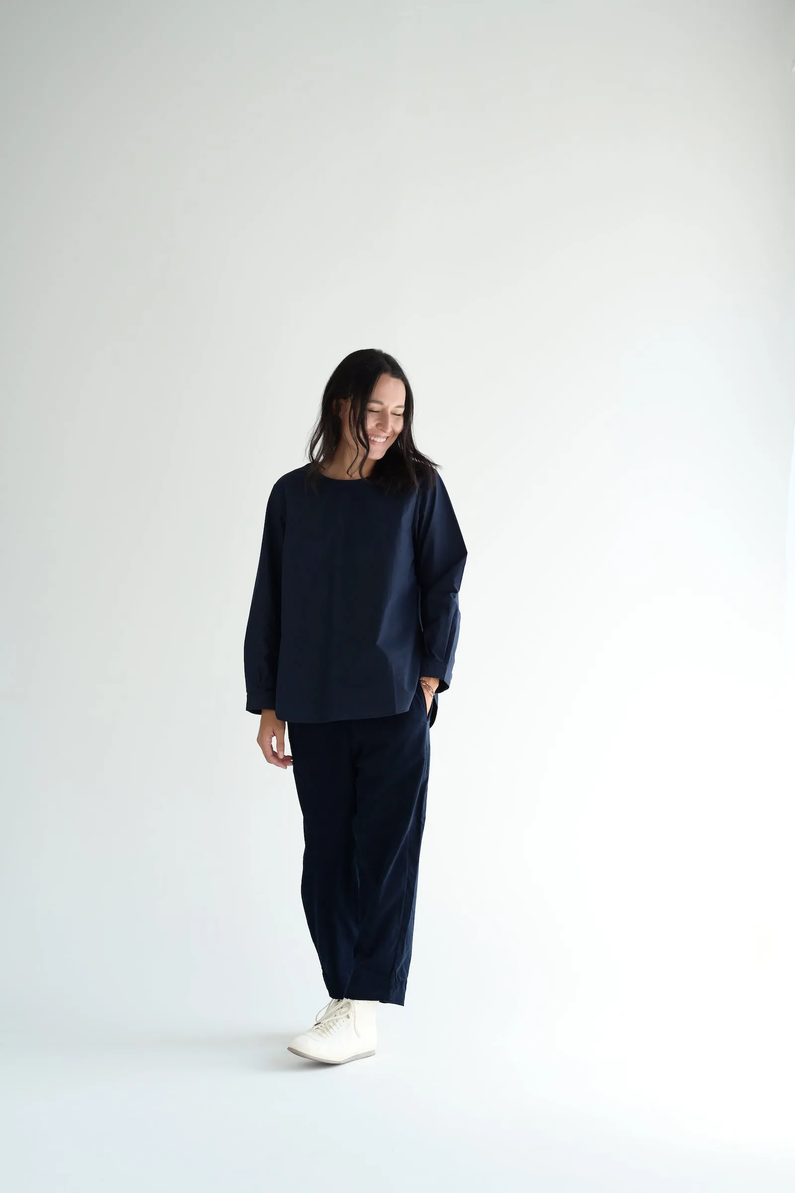 Micro Cord Trousers in Navy