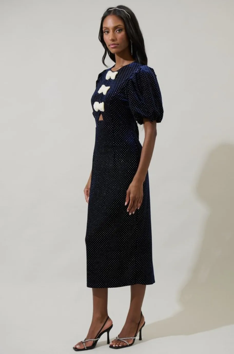 Mila Polka Dot Navy Dress