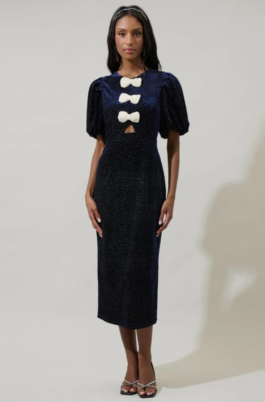 Mila Polka Dot Navy Dress