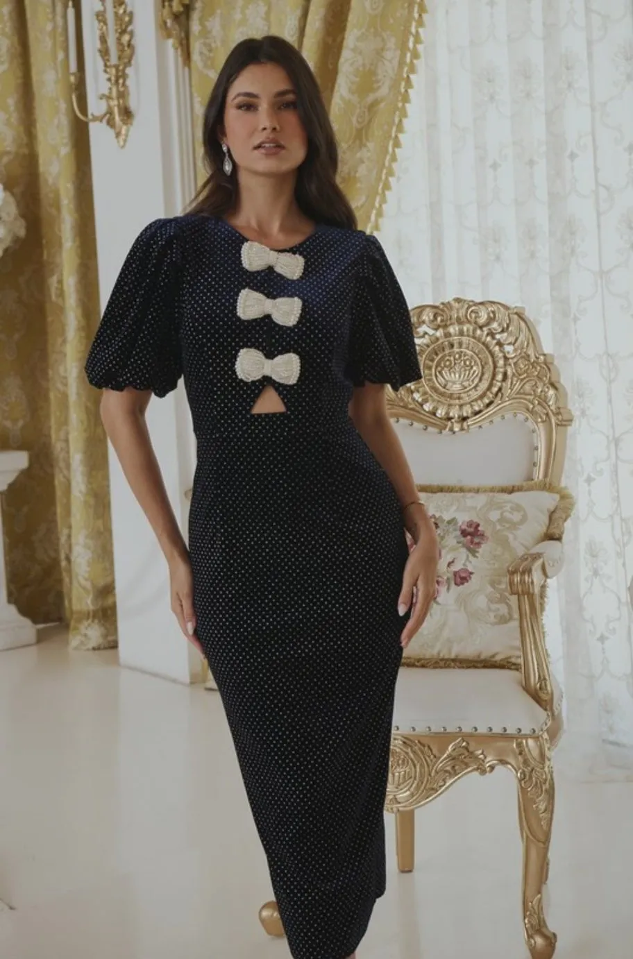 Mila Polka Dot Navy Dress